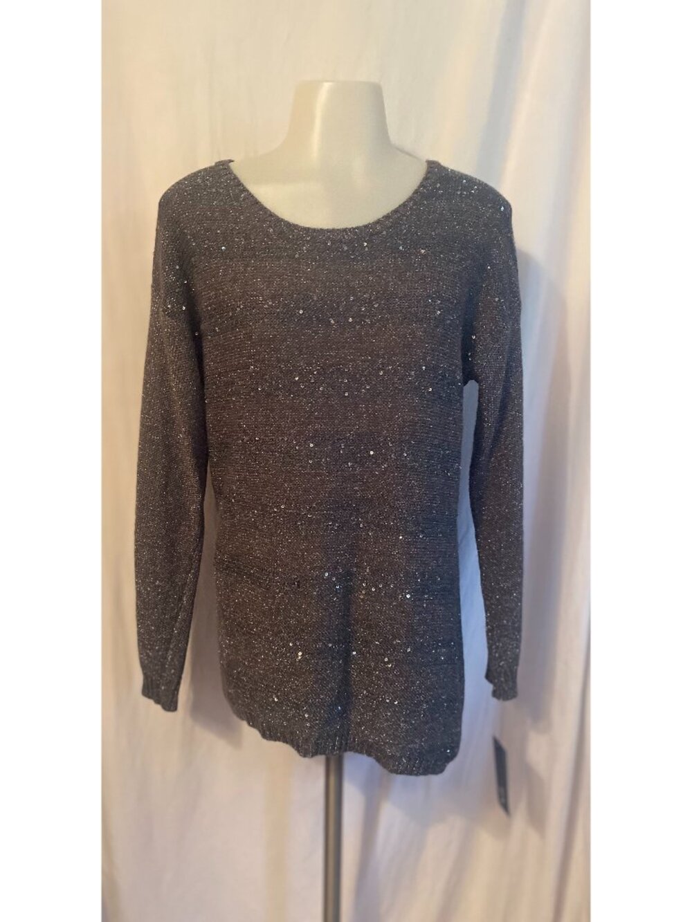 AGB NWT Charcoal Metallic Lurex Shimmer Sweater